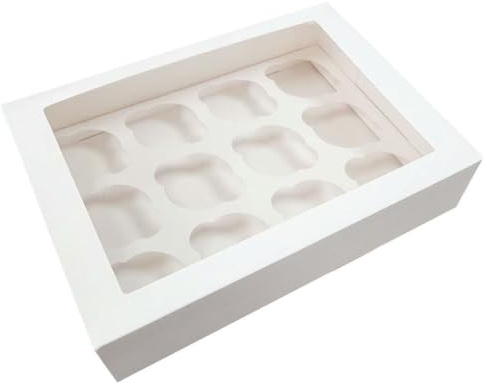 Simply Making 2 x 12 Hole Cupcake Boxes with Window and Removable Inserts, 3 Deep - Sturdy Protective Cake Box for Safely Carrying and Transporting Cupcakes and Muffins