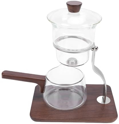 Yechiry Théière en Verre Lazy Kungfu, Service à thé en Verre 300 Ml + 350 Ml, Machine à thé Semi-automatique Paresseuse avec Résistant à la Chaleur, Idéale pour Préparer du en Vrac, du aux Fleurs, à