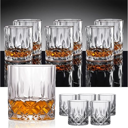Undatudur Whisky Gläser Set 6 Stück Whiskygläser Geschenke Spülmaschinenfest, 210ml Crystal Glass, Whisky-Geschenk (6 Stück Transparent RCS006)