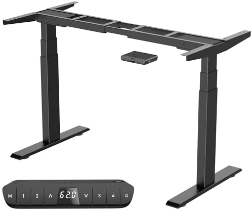 Cooleben Höhenverstellbarer Schreibtisch Gestell mit 2 Motoren, Tischgestell Höhenverstellbar 3-Stufige Memory-Steuerung und Softstart/-Stop-Funktion, USB Typ-A/Typ-C (7BPRO), Schwarz