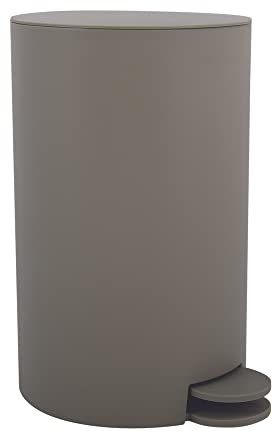 MSV, Poubelle à cosmétiques Modèle Osaki, 3 litres, Couvercle, Poubelle à Pédale pour Toilettes Salles de Bain, Compact, Petit Espace, avec Récipient intérieur Amovible, Taupe
