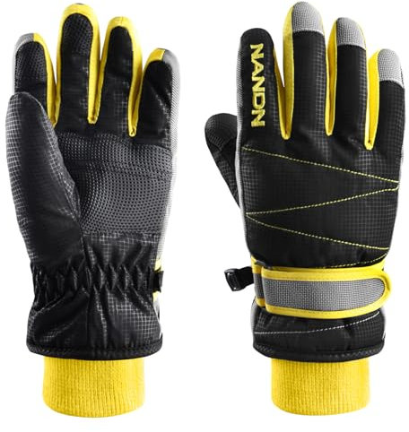 Azarxis Warme Handschuhe, Thermische Ski Snowboard Handschuhe, Winddich Winterhandschuhe für Damen und Herren (Schwarz, M)