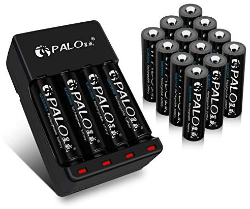 CITYORK Ni-MH AA och AAA batteriladdare med 16 batterier och 1.2V DC 200mA laddare
