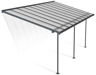 Canopia by Palram Terrassenüberdachung Alu Sierra 3X6.10 Polycarbonat Hohlkammerplatten Pergola 619 x 295 cm Grau zur Überdachung ihrer Terrasse