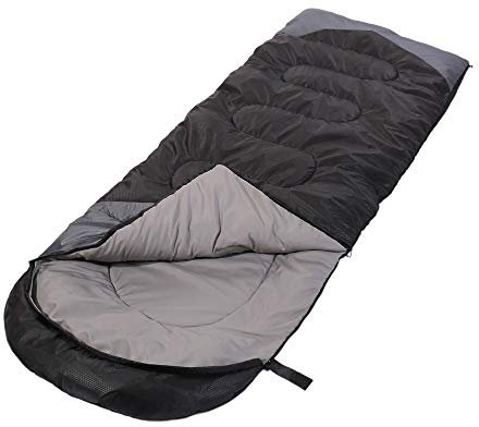 Sleeping Bag 3 Seasons (Summer, Spring, Fall) Warm & Cool Weather - Lightweight,Waterproof Indoor & Outdoor Use for Kids, Teens & Adults for Camping Hiking, Backpacking and Survival (Black Grey)