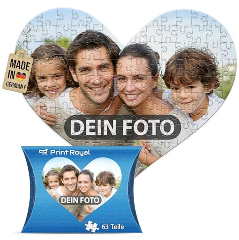 Foto-Puzzle 24-1000 Teile/inkl. Verpackung/mit eigenem Bild Bedrucken Lassen - Herzpuzzle 63 Teile - Kartonverpackung