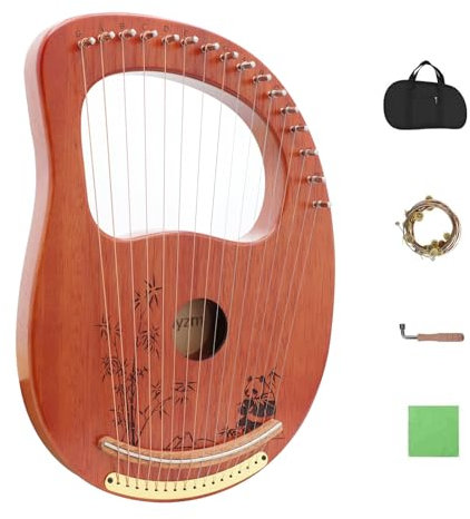 Rayzm Leier Harfe, Massivholz Mahagoni Lyre Instrument mit Patent Design, tragbare 16 Metallsaiten Lye Harfe für Erwachsene/Kinder/Anfänger