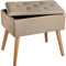 tectake® Puff Almacenaje Dormitorio con Diseño Elegante Efecto Lino, Banco con Almacenaje Práctico, perfecto Taburete Tocador, Puff Reposapies o Banqueta Dormitorio - 51 x 37,5 x 45,5 cm Arena