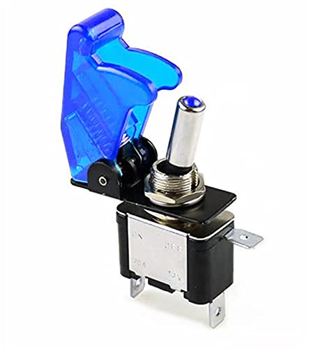 CEKGDB Interruttore a levetta a LED illuminato per auto, barca, camion, con protezione di sicurezza per aerei, 12V20A, trasparente (colore : blu)