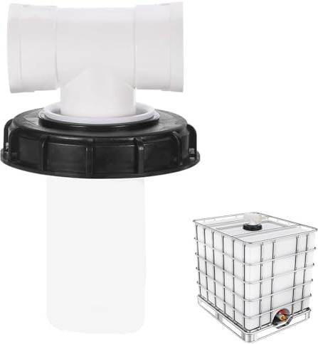 T-form IBC-tanklock med tvättbart nylonfilter för IBC regnvattentank 1 000 liter, IBC-lockfilter tillbehör till IBC-tank, nylon regnvattenfilter 165 mm