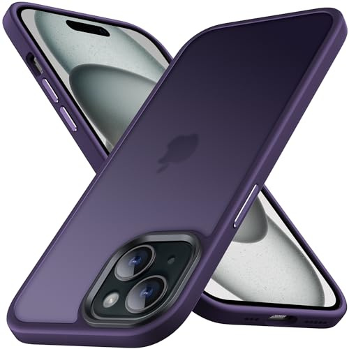 Anqrp Matt Zero Serie für iPhone 15 Hülle dünn [Militärischer Schutz & Kameraschutz] Transluzente Schutzhülle Kratzfest Stoßfest Robuste Handyhülle für iPhone 15 Case, Dunkel Lila