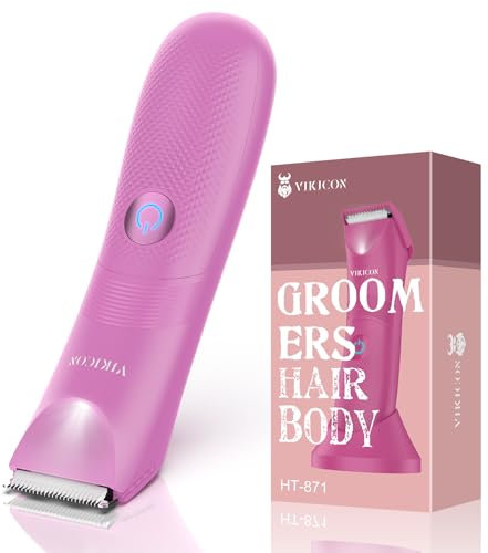 VIKICON Lady Shavers for Women, Bikini Trimmer for Pubic Hair, Electric Razor for Body Legs Underarm with LED Light, Pain-Free Ceramic Blade, IPX7 Waterproof & Rechargeable Ladies Trimmer, Wet/Dry Use