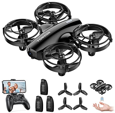 Tomzon A24W Mini Drone con Cámara para Niños, 1080P Dron con Luz LED, Modo Gravedad/Vuelo Waypoint/3D Flips/Modo sin Cabeza/Estabilización de Altitud/Vuelo en Círculo, Juguete Drone para Principiantes