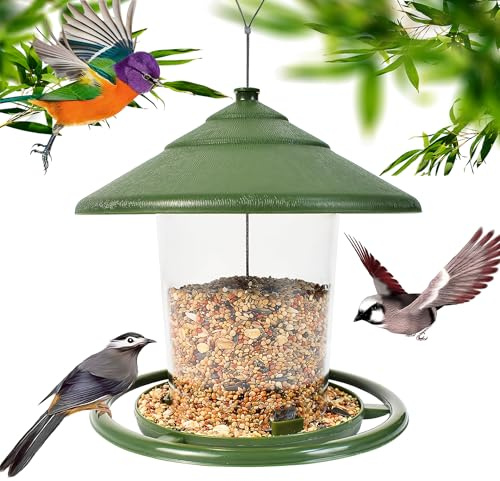 Comedero para Pájaros Salvajes Colgante Comedero Pájaros Exterior Transparente Resistente a Intemperie Comedero de Semillas Gran Capacidad Alimentación de Aves para Jardín y Balcón