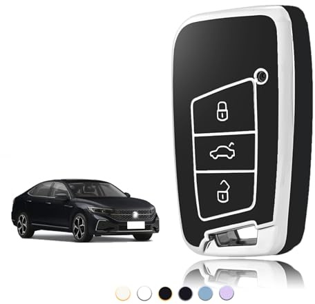 TOOMUME Schlüsselhülle, Autoschlüssel Hülle Passt für VW Volkswagen Passat B8 Golf 7 Tiguan T-Cross Polo CC Seat Leon Ibiza Skoda Superb Kodiaq, Schlüsselcover Schutz Schlüssel Gehäuse - Smart Key