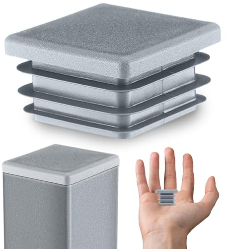 EMFA Lamellenstopfen 12x12 mm Grau – Kunststoff Vierkantstopfen für Vierkantrohre | Endkappen zur Rohrabdeckung - 50 Stück