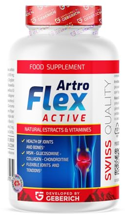 Artroflex Active – Glucosamina e Condroitina – 30 Capsule – Integratori Articolazioni e Cartilagine – con Boswellia, Curcuma, Pepe Nero
