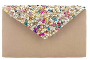 MODELISA - Bolso Clutch Cartera De Mano Piedra Cadena De Hombro Fiesta Noche Evento Boda Mujer (Beige)