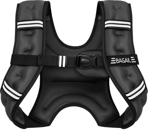 BAGAIL Gewichtsweste für Krafttraining, Brustgröße Verstellbar, Praktische Tasche, mit Eisensand Gefüllte, Ideal für Fitnessstudio-Workouts, Yoga-Training & Aerobic-Übungen, Schwarz, 6.8kg/15lb
