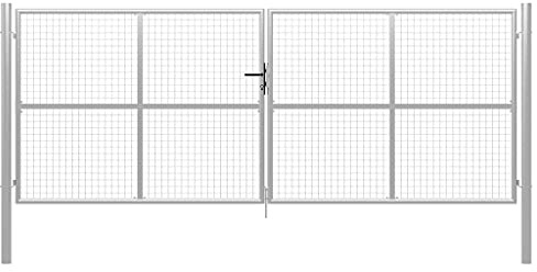 Verderoom Cancello Giardino Esterno, Cancello Pedonale da Esterno, Cancello Recinzione, Cancello in Ferro, Cancello Giardino in Acciaio Zincato 415x200cm Argento