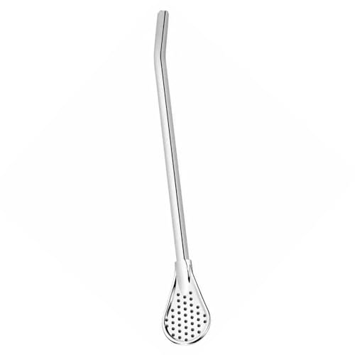 Cucchiaio di Paglia in Acciaio Inossidabile Innovativo 2 in 1, Paglia Metallo Lungo Multifunzione Riutilizzabile per Bevande da caffè da tè Al Latte, Adatto a Varie Bevande, Filtraggio Efficiente