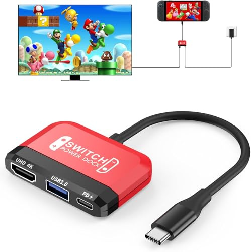 GKEAPZA Switch 2 Dock,Replacement for Nintendo Switch/Switch 2/OLED Dock with 4K@60HZ/PD 100W/USB3.0, Portable Travel Switch Docking Station