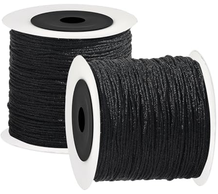 Nylonschnur für Armbänder 0,8mm x 200m Schwarz Nylonfaden Perlenfaden Armband Schnur Nicht-elastisch Satinschnur für Armbänder