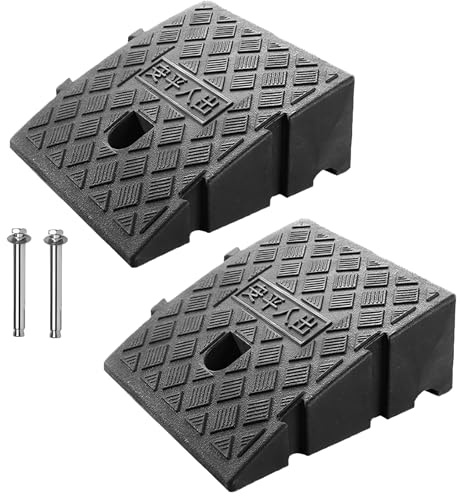 2PCS Kerb Ramps for Mobility Scooters & Wheelchairs, 25x27x11cm Portable Lightweight Threshold Ramps, 25x27x11cm with Expansion Bolts, Ideal for Driveways & Sidewalks