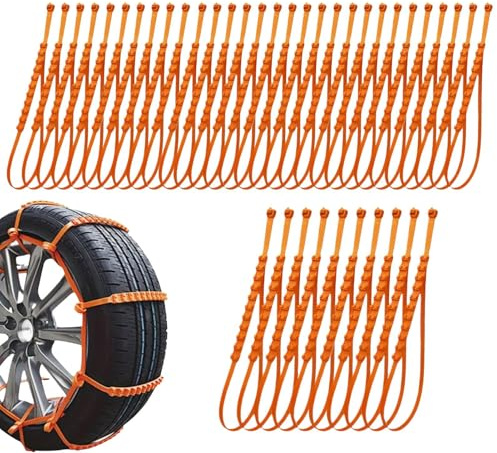 40PCS Zip Tie Tire Chains - 91x2cm Reusable Anti Snow Chain, Adjustable Anti-Skid Tire Zip Ties, Winter Tyres Chain, Mud Snow Tires Grips Chains, For Car Truck SUV Traction Grips EmergencyTraction
