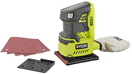Ryobi P440 One+ 18V Lithium Ion 12,000 RPM 1/4 Sheet Palm Sander w/ Onboard Dust Bag and Included Sanding Pads (Battery Not Included, Power Tool Only)