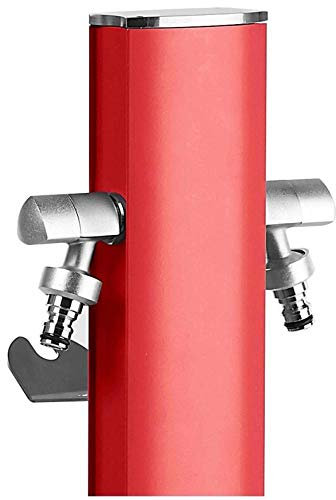 S&M 551703 Wassersäule Aquapoint Totem, rot, Höhe 120 cm, Aluminium, lackiert mit kratzfester Farbe, inklusive Schlauchaufhänger und 2 Wasserhähnen, Premium-Design, für Gärten und Terrassen