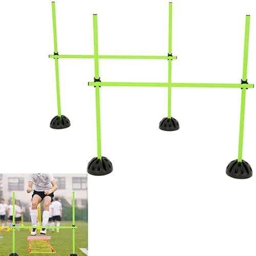 YUENFONG hoppstänger-set, agility träningsstänger hinderset, inkel. 15 stänger, 10 fötter och 10 klämmor, för friidrott, fotboll, basket, uppvärmning sport (grön och svart)