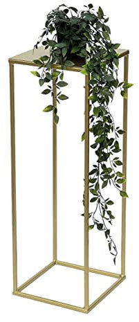 DanDiBo 96406 Tabouret à fleurs carré en métal doré 82-42 cm Support de fleurs Table d'appoint Colonne de fleurs moderne Support pour plantes (M : 62 cm)