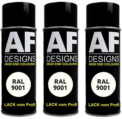 Alex Flittner Designs Lackspray RAL 9001 CREMEWEISS seidenmatt 3x 400ml Spraydose Buntlack Autolack