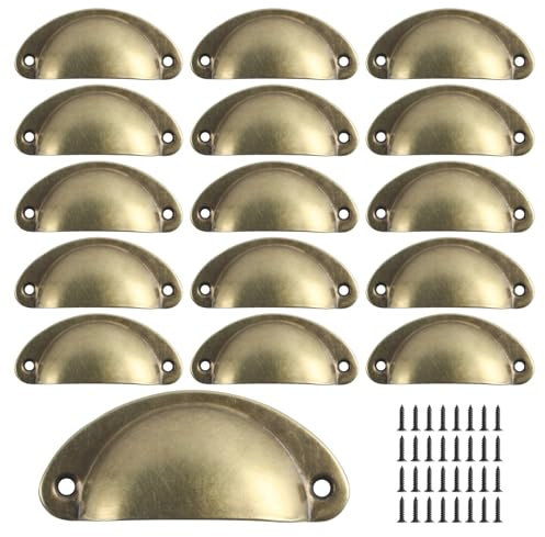 16 Poignées de Tasse Coquille, Poignées de Tirage de Tiroir Vintage, Poignées et Boutons de Porte de Placard de Cuisine Rétro Semi-cercle, Poignées de Porte de Commode de Meuble(rétro jaune)