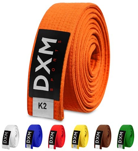 DXM SPORTS BJJ Jiu Jitsu Belt - Taekwondo Karate Belt - Martial Arts Uniform Ranking Judo Belt Double Stitched for Kids Adult (Orange, 220cm)