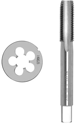 Gewindebohrer M14x1,5mm,Gewindebohrer mit Legierungswerkzeug,Rechtsgewinde Feingewinde Schneider,Gerade Geriffelt Gewindeschneider,HSS Gewindebohrer und Schneideisen Set,Universeller Gewindebohrer