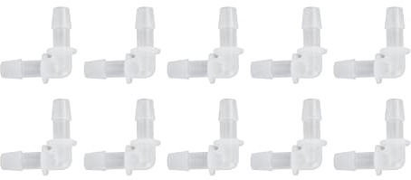 Resefinem - 10 conectores de codo de manguera de 90 grados adaptadores en forma de L conectores de plástico de 9 5 mm material de PE inodoro y resistente al desgaste para bombas