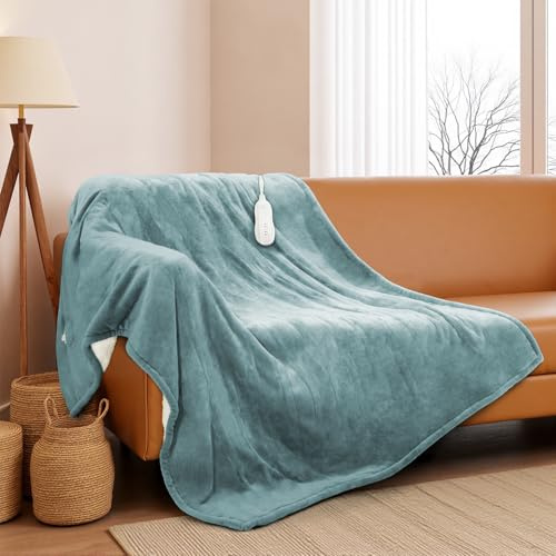 ALLYOULAND Heated Blanket 50x60, Electric Blanket Machine Wash, Blue