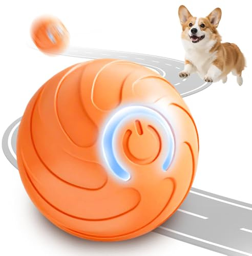 APODESS Interaktives Hundespielzeug,2025 Neu Interaktiver Hundeball Elektrisch Hundespielzeug Ball Intelligenz Ball Hund Springender Aktivierungsball mit LED für Hunde (Orange)