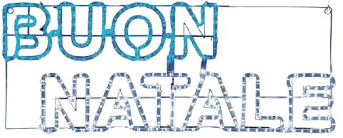 Ma Maison Insegna Luminosa - 324 LED, Neon, Scritta “Buon Natale”, Colore Bianco Ghiaccio, Blu, Cavo da 1,4 mt - Uso Interno/Esterno