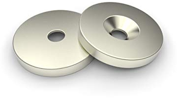Metallscheiben Ø 45 mit Loch und konischer Senkung Zink Gegenplatte Haftplatte für Flachgreifer Haftfläche Gegenplatte kein Neodym kein Ferrit Magnet Set a 10 Stück