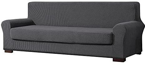 EBETA Sofahussen 2-Teilig Jacquard Sofaüberwurfe Sofaüberzug, Couchbezug Sofa Armlehnenbezüge Schonbezug Komplett, Sofaadeckung Sofabezug + Polsterbezug (Dunkelgrau, 185-235 cm)