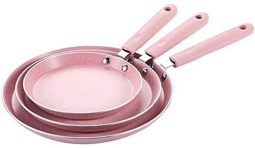 Poêle à crêpes à fond plat rose anti-adhésif Poêle à crêpes Poêle à steak Poêle à steak Poêle à crêpes Poêle à frire ronde en aluminium avec poignée facile à nettoyer Poignée suspendue S