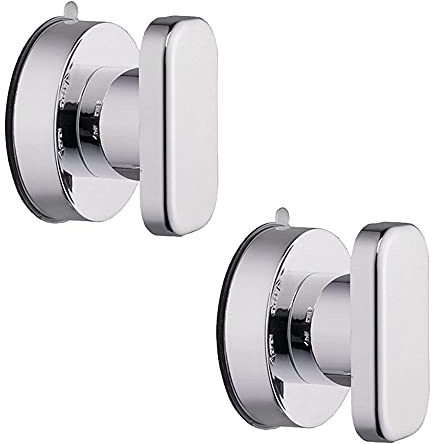 Zasvec Griff mit Saugnapf 2 Stück Saugnapf Griff Silber Türgriff Saugnapf Balkontürgriff Außen Türgriff Balkontür Außen Griff Balkontür Außen ​mit Starken Saugnapf für Badezimmer Balkontüren