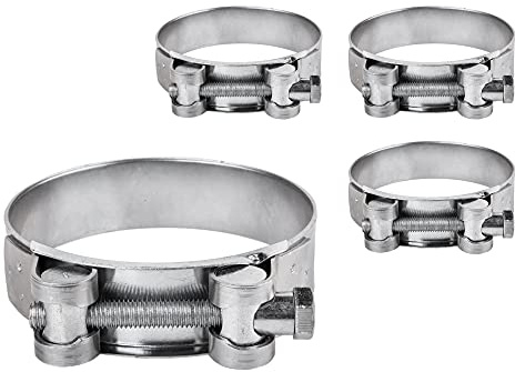(4 Stück) Rohrschellen 74–79 mm, starke verstärkte Rohrschellen, verzinkte Stahlrohr-Schlauchschellenbefestigungen (4 Stück, 74–79 mm)