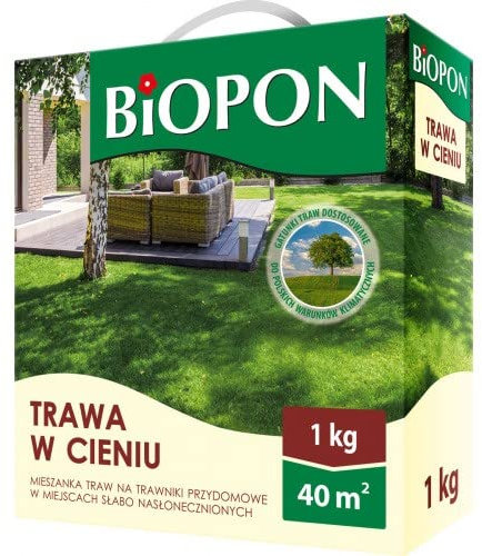 Biopon Rasensamen für Schatten 1 kg - Schattenrasen für Robusten und Widerstandsfähigen Rasen - Effizientes Schattenrasensamen für Schönen Garten - 1 kg Samen für 40 m² Rasen