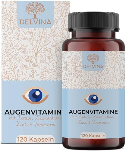 Augenvitamine Hochdosiert - 120 Kapseln - Lutein Zeaxanthin Hochdosiert mit Beta Carotin, Lycopin, Vitamin A, Vitamin C, Vitamin E, Vitamin B2, und Zink - 100% Natürlich und Vegan - 4 Monate Vorrat