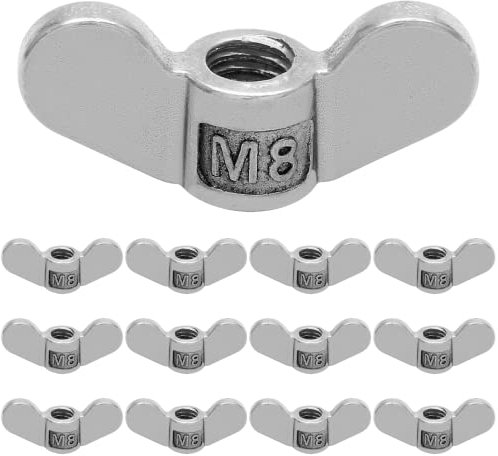 Auvotuis 12Pcs M8 Dadi ad alette 304 in acciaio inox dado a farfalla a mano Twist Fasteners Hardware Parts (1/4 pollici)