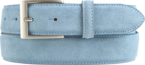 BELTINGER Italienischer Veloursleder-Gürtel, 35 mm breit, Herren, Anzuggürtel, Hosengürtel, Wildleder, Schließe Silber